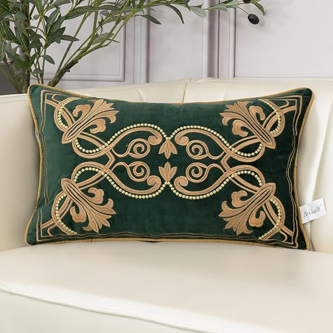 Aeckself European Luxury Velvet Lumbar Throw Pillow Cover 12 x 20 Inch by AECKSELF