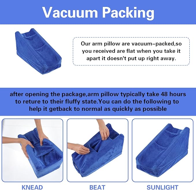 Gray Arm Elevation Pillow with 2 Pockets, Soft Ergonomic Support Pillow - Image 3