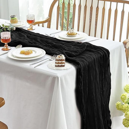 IVAPUPU 6 Pcs Cheesecloth Table Runner - 10ft Black Boho Gauze Black Cheese by IVAPUPU