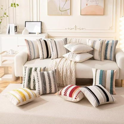 Boho Throw Pillow Covers 18x18 Set of 2 Farmhouse Decorative Cushion Case - Image 6