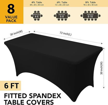 8-Pack Premium Black Spandex Tablecloths - Image 6