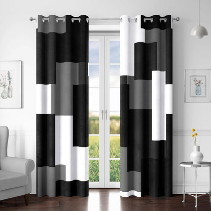 tyrot black white grey blackout curtains for bedroom, main product view