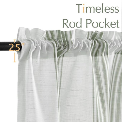 jinchan Striped Linen Valance Curtain 16 Inch Vertical Striped Valance - Image 7