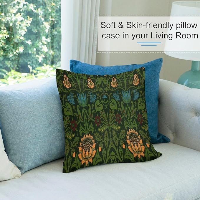 William Morris Floral Original Throw Pillow Covers Boho Chic Retro Floral Cozy - Image 6