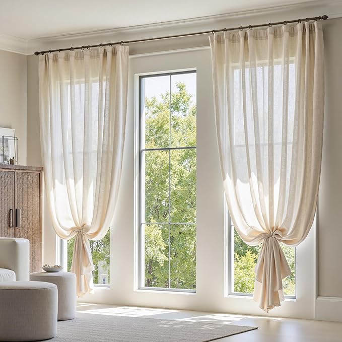 jinchan Extra Long Linen Blend Curtain 108 Inches Long 1 Panel - Image 3