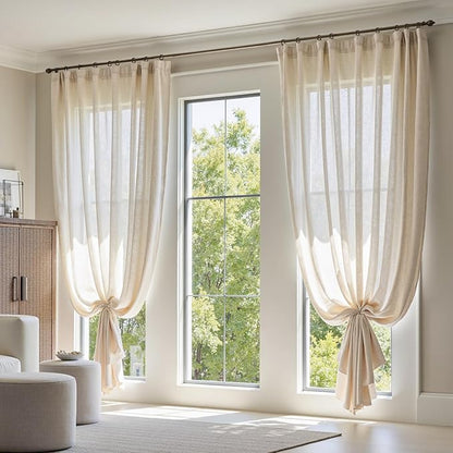 jinchan Extra Long Linen Blend Curtain 108 Inches Long 1 Panel - Image 3