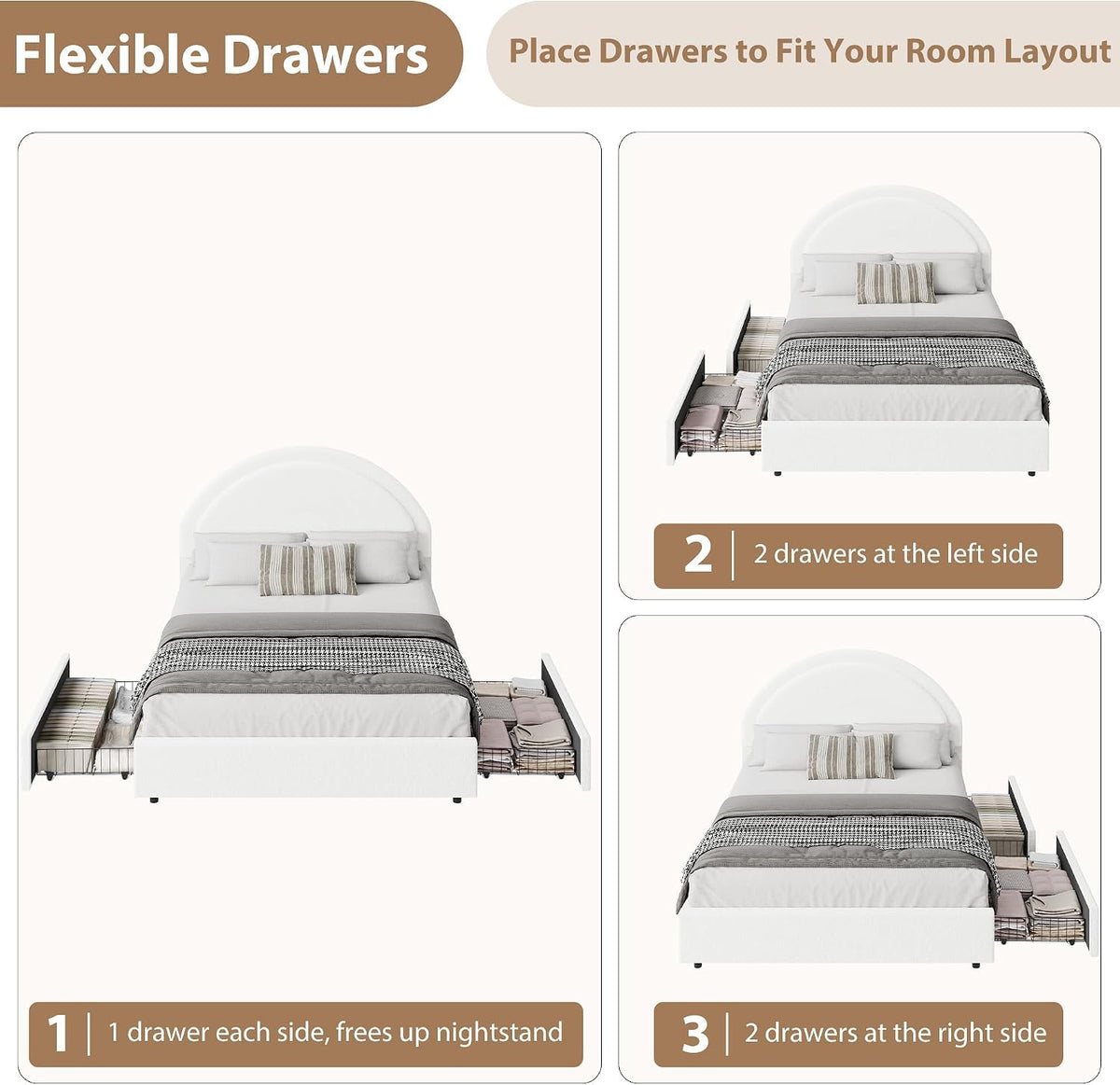 garvee full size bed frame with storage drawers, view 9