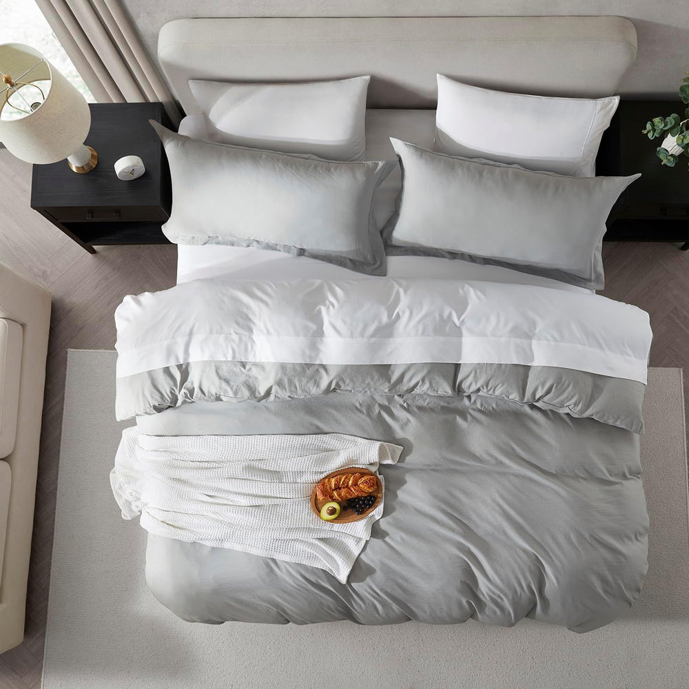 Nestl Light Grey Duvet Cover King Size - Soft Double Brushed King Duvet Cover...
