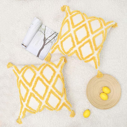 Boho Yellow Throw Pillow Cover 18x18 Inch - Image 2