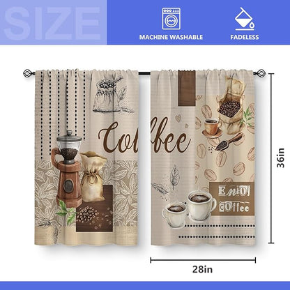 Coffee Vintage Kitchen Curtains - Image 3