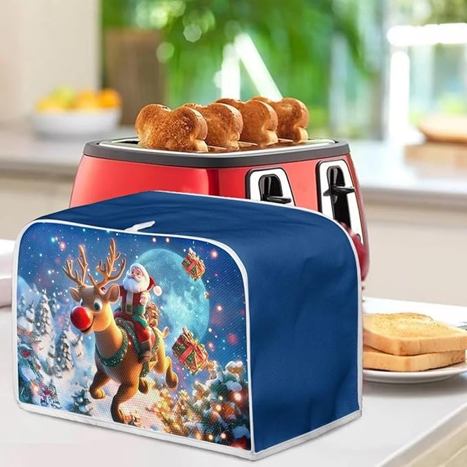 ZFRXIGN 4 Slice Toaster Cover Christmas Deer Santa Claus Dust Cover Small - Image 3