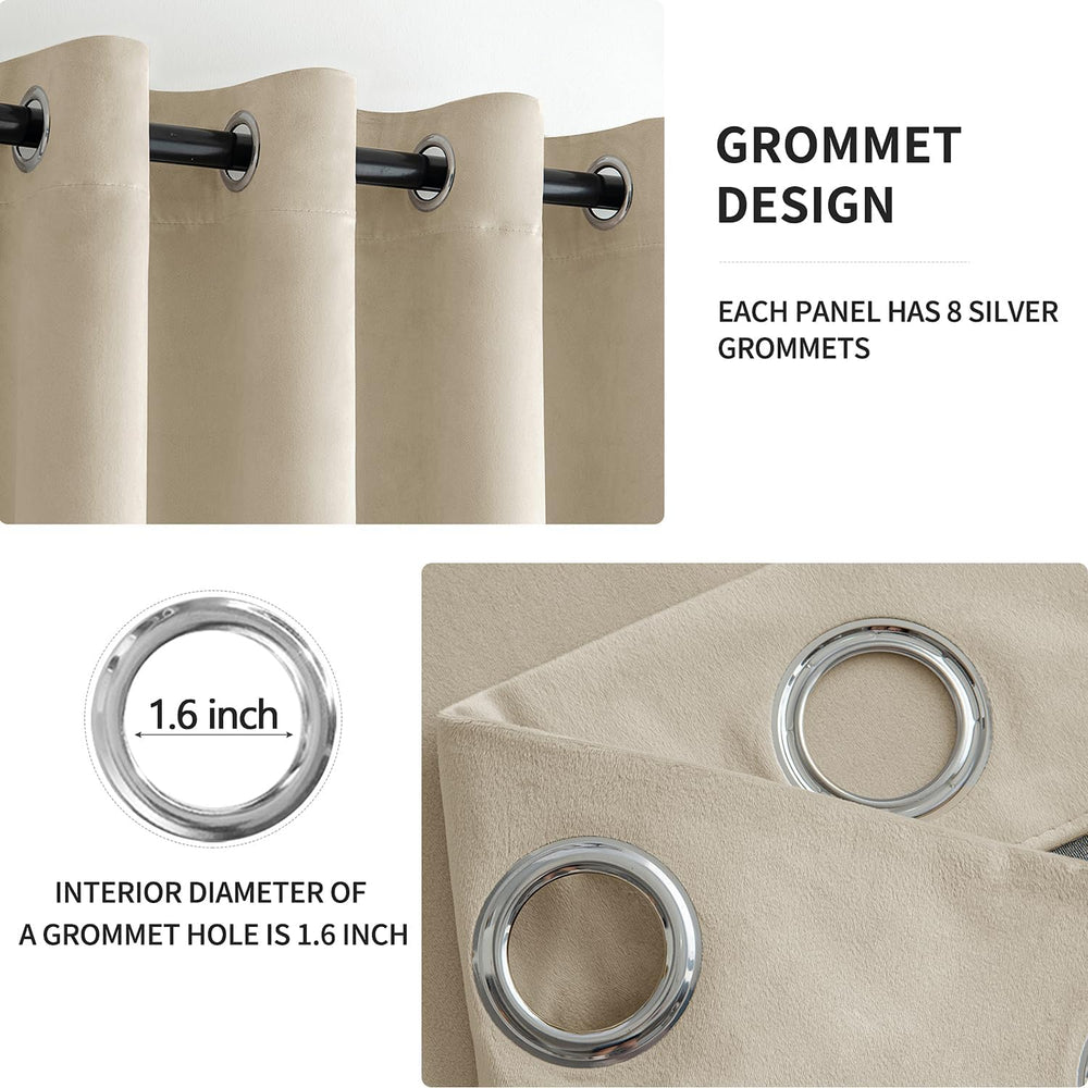 MIULEE Velvet Blackout Curtains Beige 52 x 84 Inch Length 2 Panels