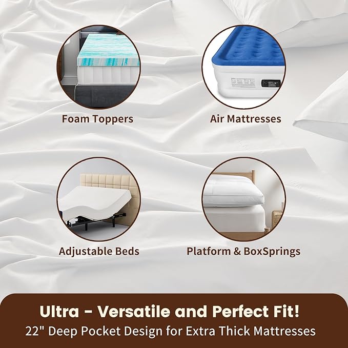 100% Linen Sheet Set King Size Extra Deep Pocket Fits 18-24 Inch Mattress - Image 3