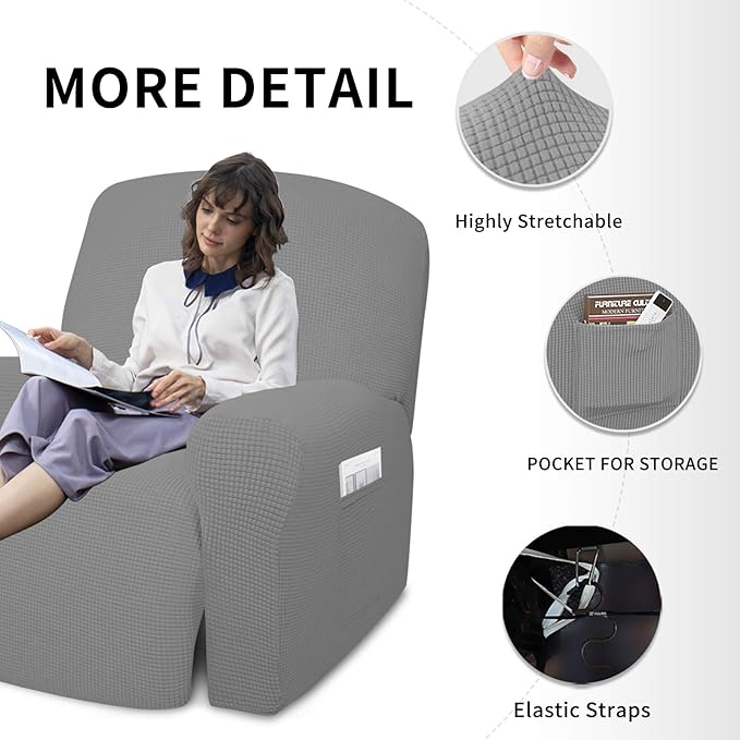 Easy-Going 4 Pieces Oversized Recliner Stretch Sofa Slipcover Sofa Cover - Image 4