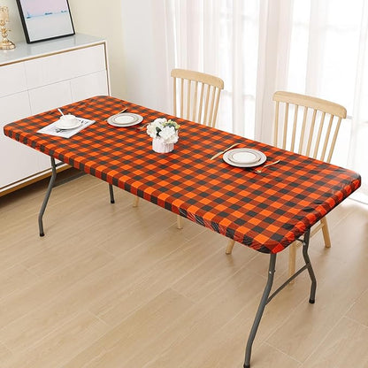 Smiry Rectangle Picnic Table Cloth, Elastic Waterproof Fitted Vinyl Tablecloths - Image 6