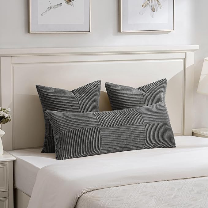 Fancy Homi 2 Packs Dark Gray Decorative Throw Pillow Covers 18x18 Inch - Image 5