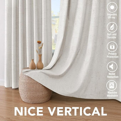 H.VERSAILTEX 100% Blackout Curtains Ivory, Linen Blackout Curtains 96 inch - Image 6