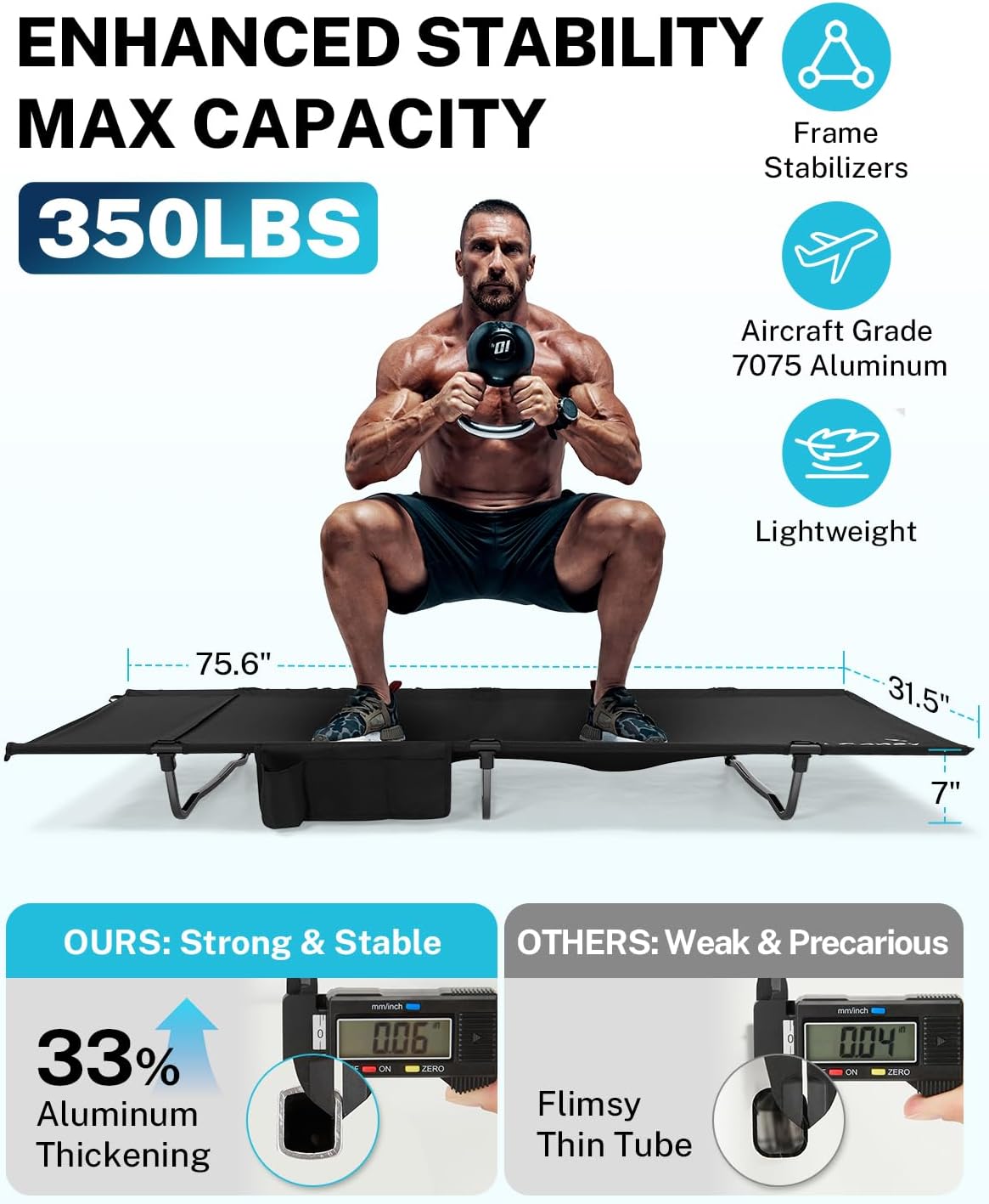 gonex 31" wide camping cot lightweight folding portable shown in use