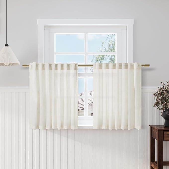 Nanspring Cafe Semi Sheer Linen Textured Valances by Nanspring