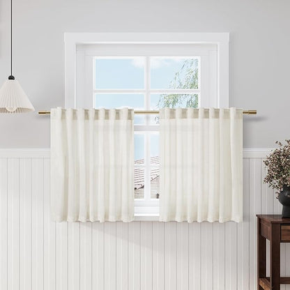 Nanspring Cafe Semi Sheer Linen Textured Valances by Nanspring