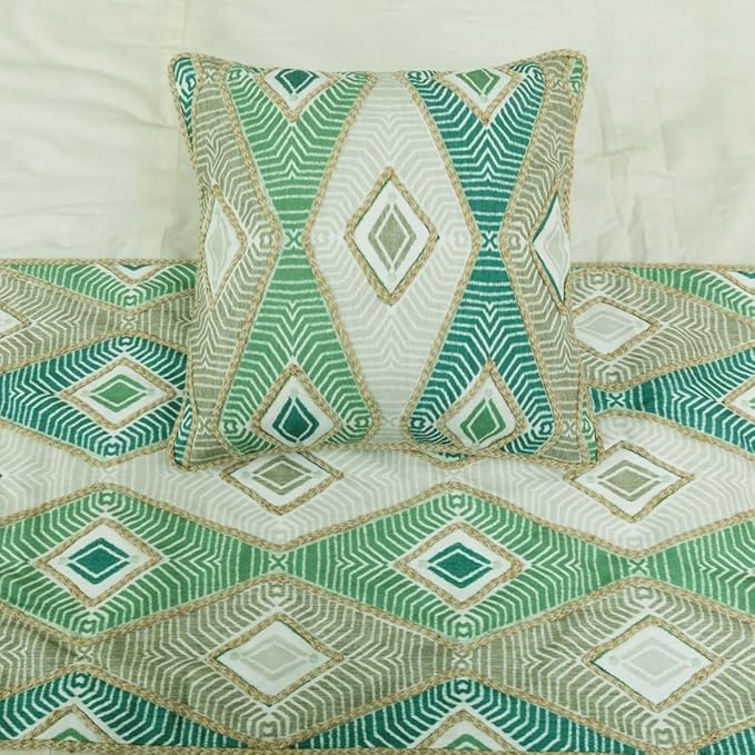 The HomeCentric King/Queen/Twin Green Designer CA King 86"x18" Bed Runner - Image 5
