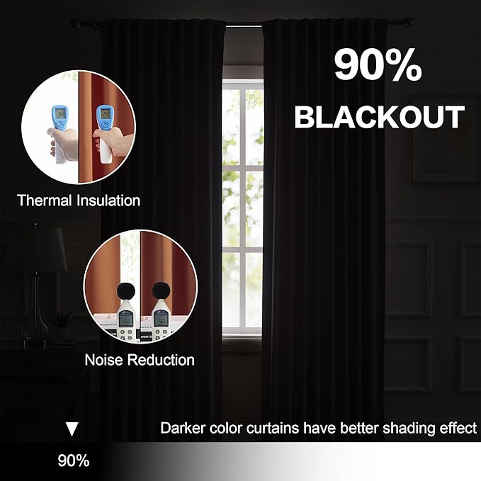 DUALIFE 120 Inch Curtains 2 Panels Set Back Tab Pocket Thermal Insulated Energy - Image 6