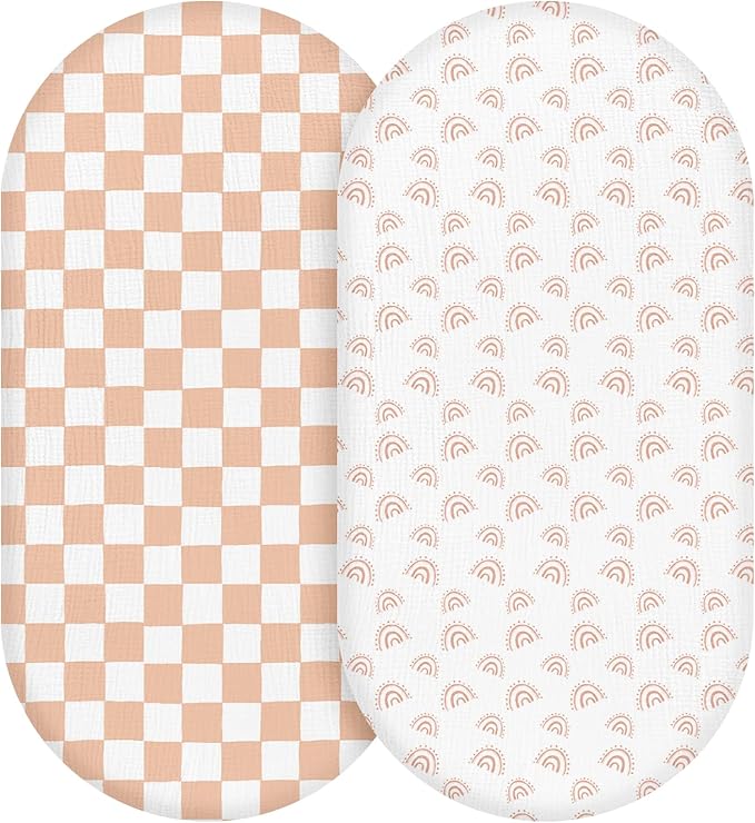 Muslin Bassinet Fitted Sheets, 2 Pack by LYRICHOMBABY