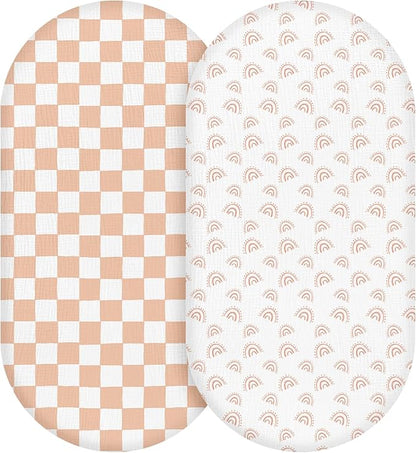 Muslin Bassinet Fitted Sheets, 2 Pack by LYRICHOMBABY