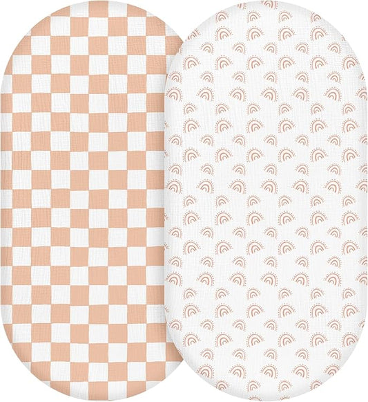 Muslin Bassinet Fitted Sheets, 2 Pack by LYRICHOMBABY
