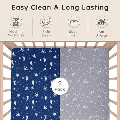 Baby Crib Sheets for Boys Girls Neutral, 2 Pack Crib Mattress Sheet for - Image 6