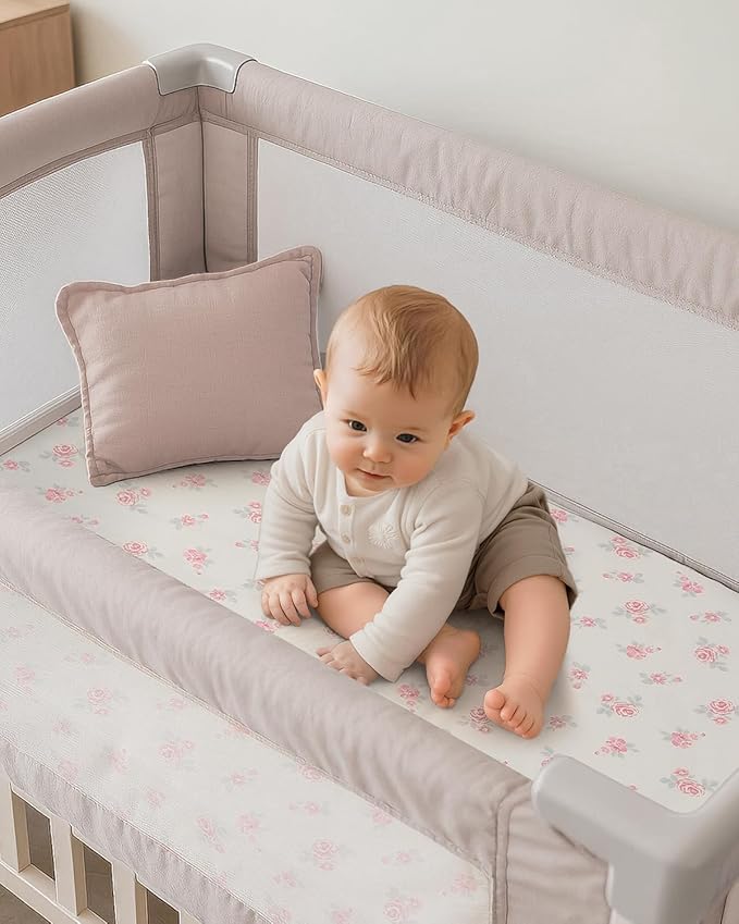 Pack and Play Sheets Fitted, Mini Crib Sheets 2-Pack - Image 2