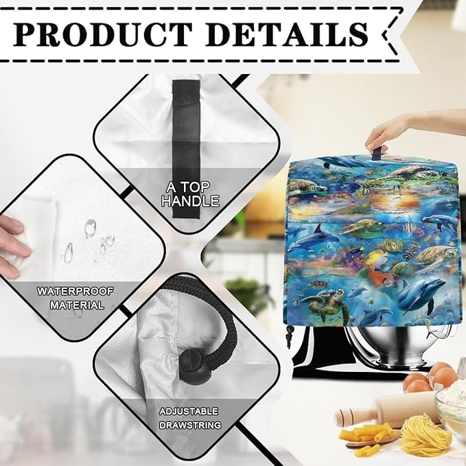 Ocean Dolphin Turtle Print Mixer Cover Stand Mixer Dust Proof Covers - Image 7