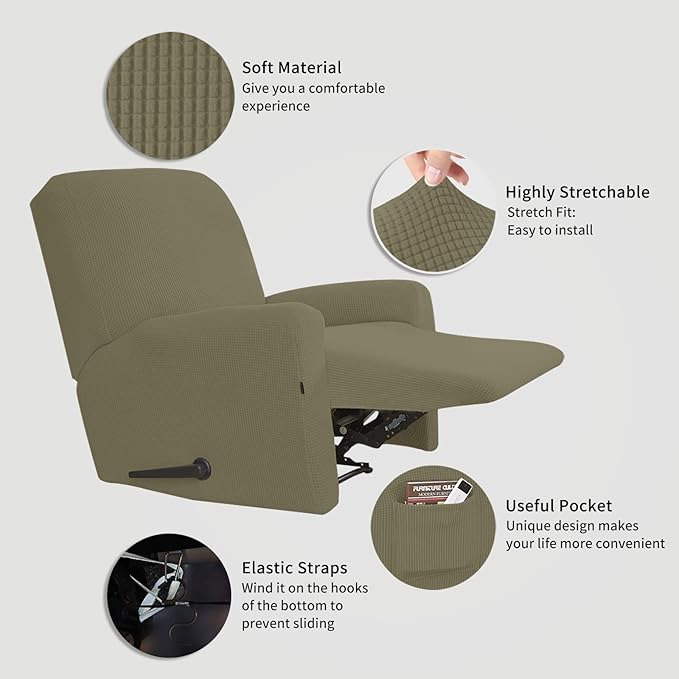 Easy-Going Recliner Stretch Sofa Slipcover Sofa Cover 4-Pieces Furniture - Image 3