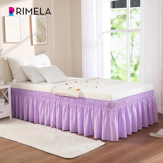 RIMELA Lilac Bed Skirt Full Size 15 Inch Drop, Elastic Bed Skirting - Image 7