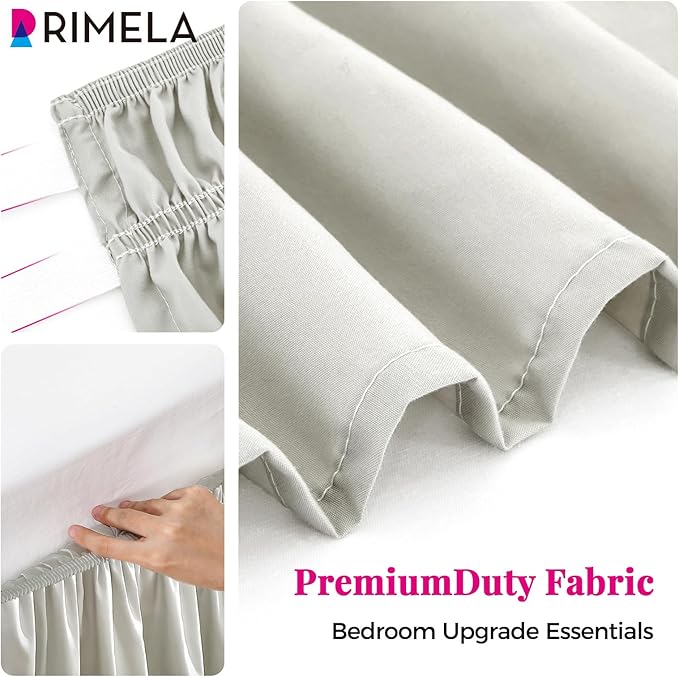 RIMELA Light Grey Bed Skirt King Size 18 Inch Drop, Wrap Around Elastic Bedskirt - Image 6