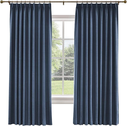 TWOPAGES 26 W x 84 L inch Pinch Pleated Curtain Room Darkening Linen Drapery by TWOPAGES