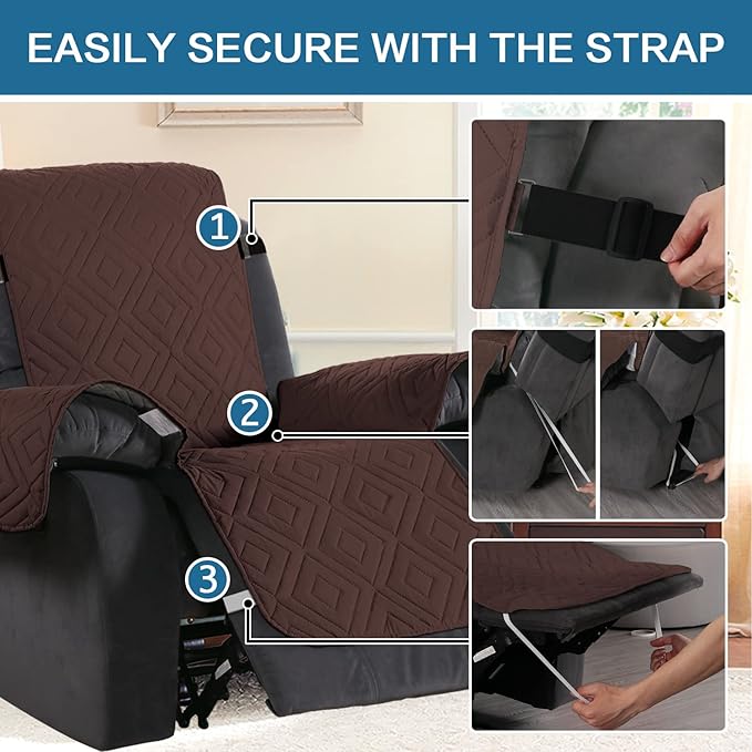 H.VERSAILTEX Reversible Quilted Recliner Covers Water Resistant Furniture - Image 4