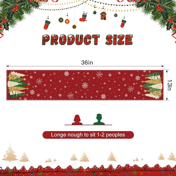 OTOSTAR Snowflakes and Christmas Tree Table Runner, Xmas Seasonal Winter - Image 6