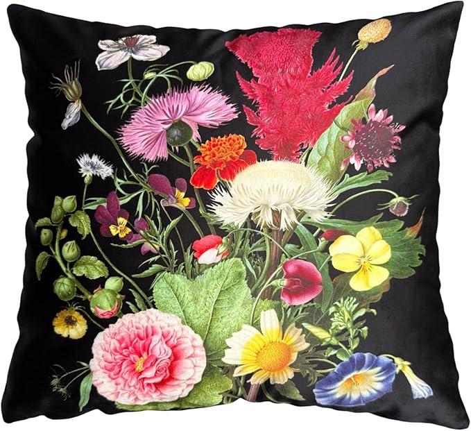 Elegant Velvet Floral Pillow Cover Double Sides Handmake Big Size Flower by whooplaArt