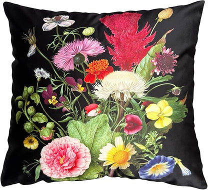 Elegant Velvet Floral Pillow Cover Double Sides Handmake Big Size Flower by whooplaArt