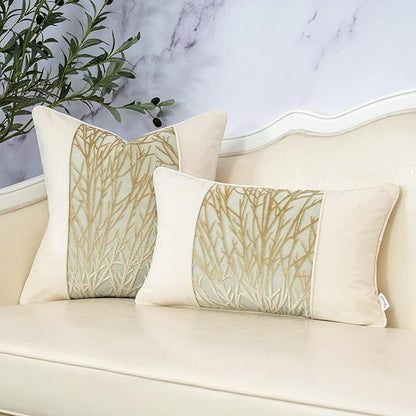 Yangest Beige Twigs Throw Pillow Cover Velvet Branches Velvet Cushion Case - Image 5