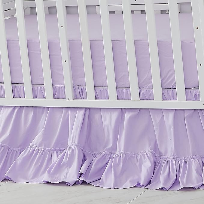 Brandream Crib Bed Skirt for Baby Girls Boys Purple Boho Bohemian Solid Cotton by Brandream