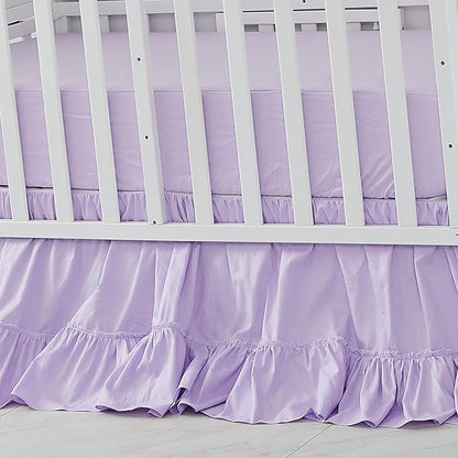 Brandream Crib Bed Skirt for Baby Girls Boys Purple Boho Bohemian Solid Cotton by Brandream