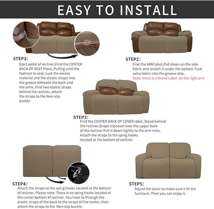 Easy-Going 6 Pieces Recliner Loveseat Stretch Sofa Slipcover Sofa Cover - Image 4