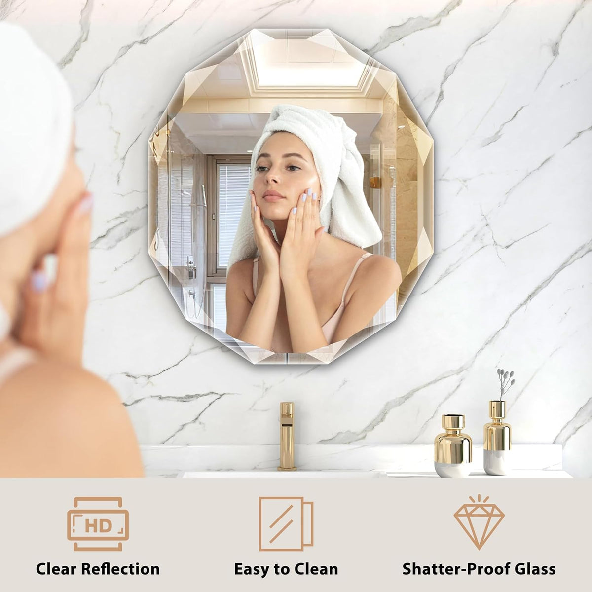 23.5x27.5 inch bathroom mirrors for over sink, round shown in use