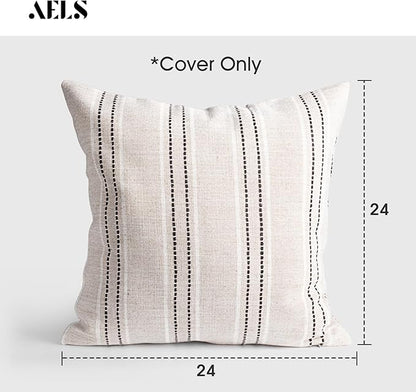 AELS 24x24 Decorative Farmhouse Linen Throw Pillow Covers, Boho Textured Pillow - Image 2