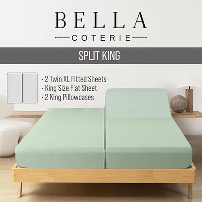 Bella Coterie Luxury Bamboo Viscose Split King Size Sheet Set | 2 Fitted Sheets - Image 2