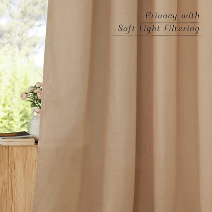 NICETOWN Camel Linen Kitchen Curtains 36 inch Length, Decorative Thick Flax - Image 4