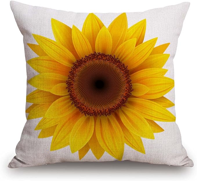 TSSOHU Sunflower Flower Cotton Burlap Linen Throw Pillow Case Cushion Cover by TSSOHU