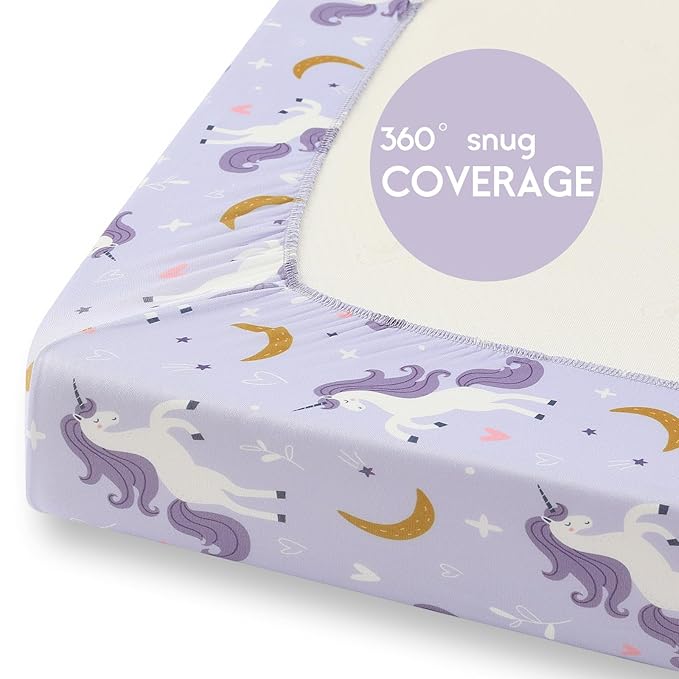 Yoofoss Pack and Play Sheets Fitted, Mini Crib Sheets 2-Pack - Image 6